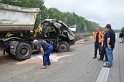 LKW umgestuerzt A 1 Rich Saarbruecken P239